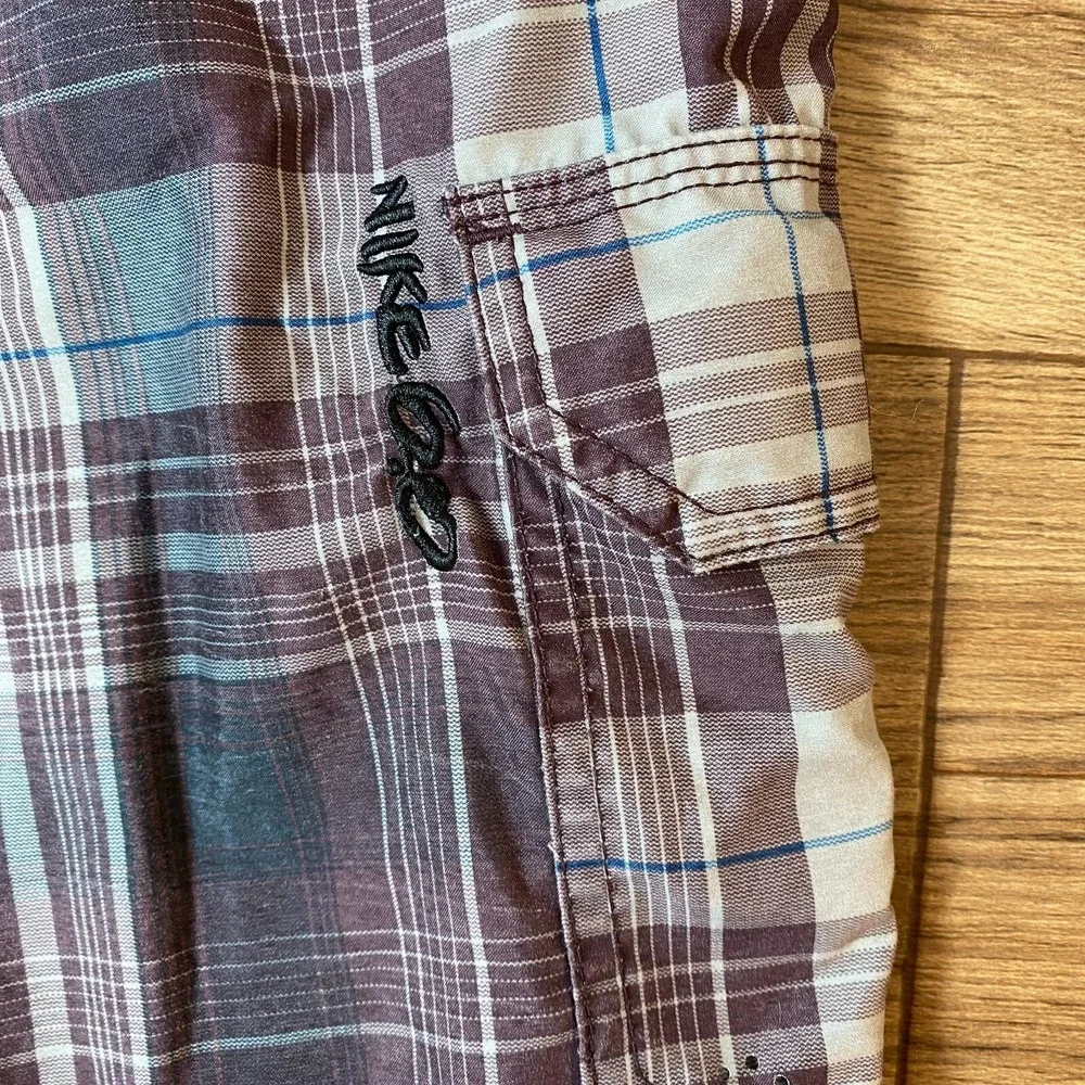Nike 6.0 Board Shorts Men 36 (34) Swim Trunks Plaid Vintage Surf Beach‎